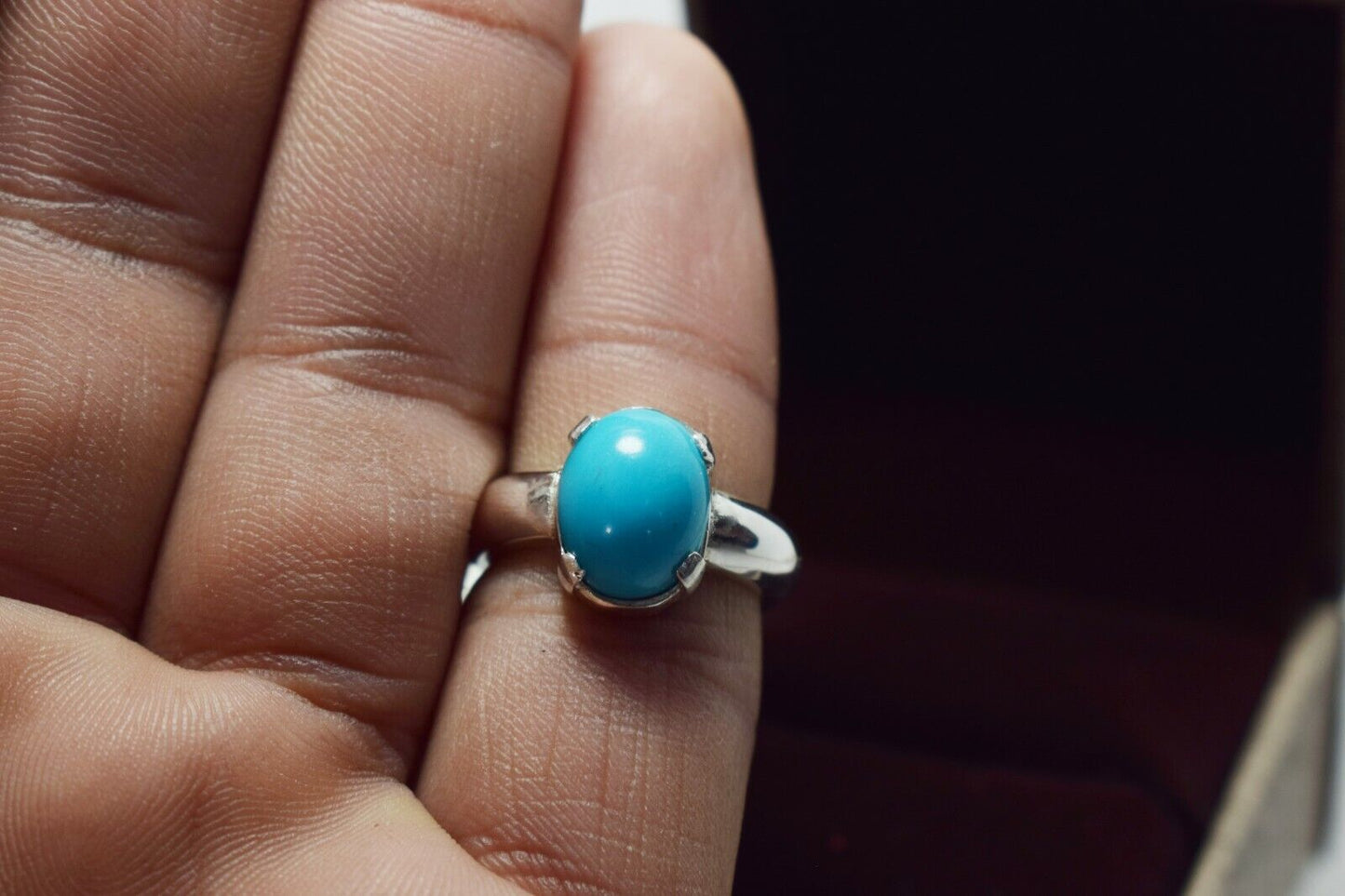 Turquoise Ring Womens Real Gemstone Very Clean Feroza Jewelry Handcrafted Rings - Heavenly Gems
