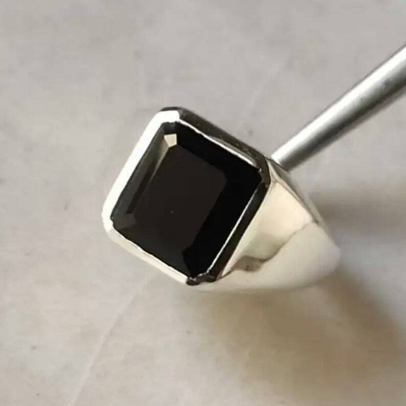 Yemeni Aqeeq Rings, Sterling Silver 925 Natural Agate Ring Men, Black aqeeq ring - Heavenly Gems