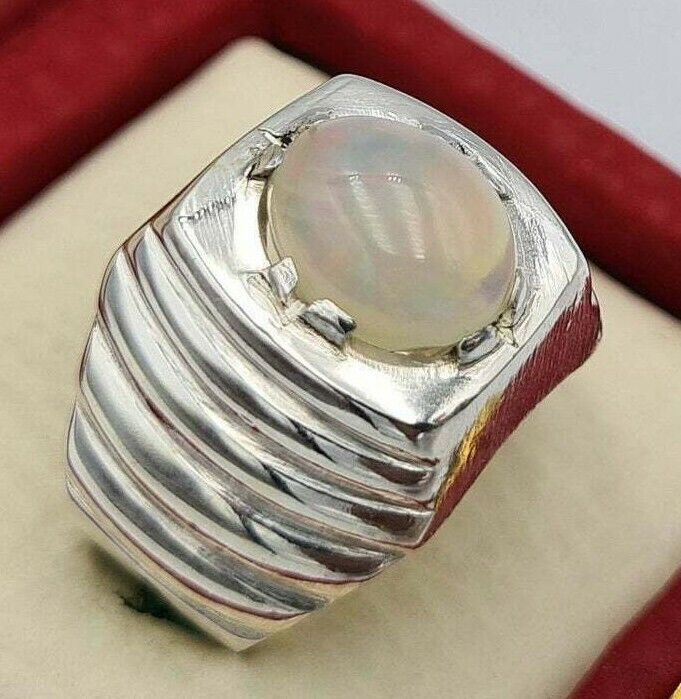 Mens Opal Ring Beautiful Natural Australian opal jewelry easter gifts mens ring - Heavenly Gems