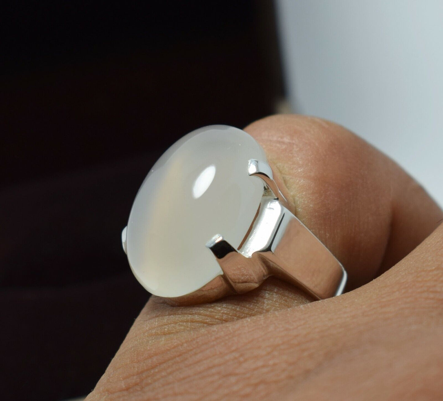 White Yemeni Aqeeq Handcrafted Rings Unisex Gifts Real Gemstones Zodiac Jewelry - Heavenly Gems