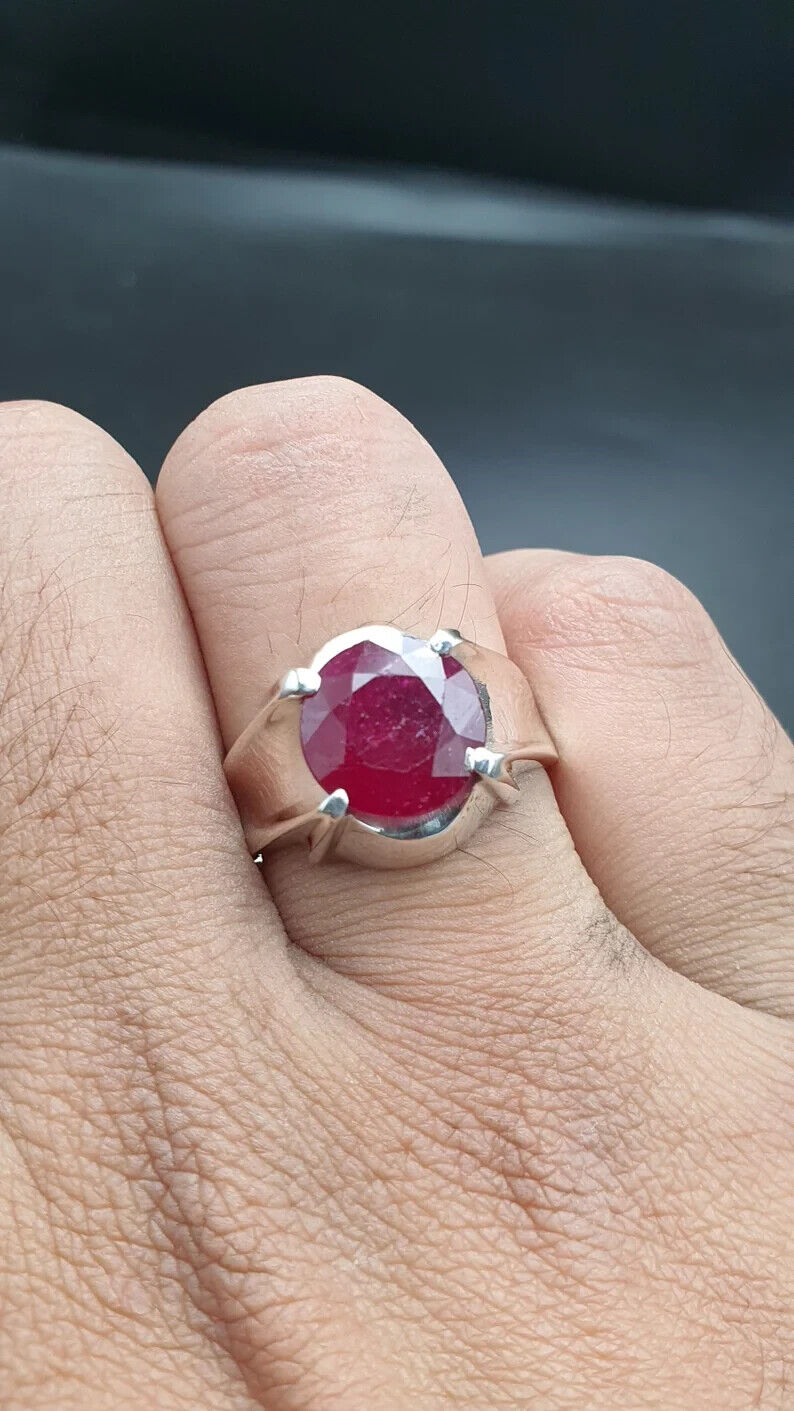 Natural Ruby Ring For Men 925 Sterling Silver Yakoot Ring Real Ruby Ring For Men - Heavenly Gems