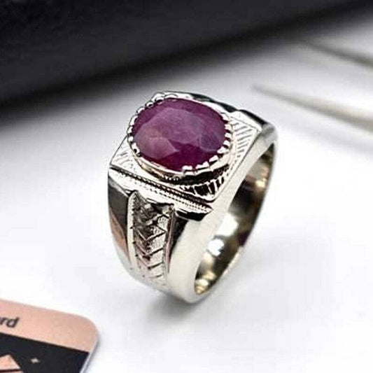 Men Ruby Yaqoot Ring 925 Silver Ring Gift For Him Mens Yaqoot Ring handmade ring - Heavenly Gems