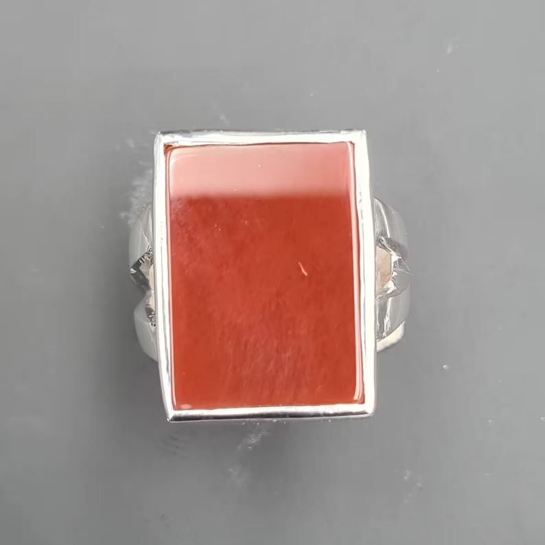 Mens Aqeeq ring in 925 sterling silver handmade Yamani agate stone hakik aqiq - Heavenly Gems