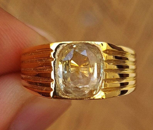 Canary yellow sapphire flawless super clean and clear 18k yellow gold men's ring - Heavenly Gems