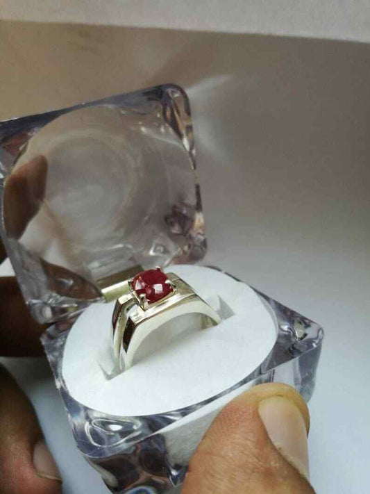 Natural untreated ruby ring for men aniversary gift - Heavenly Gems