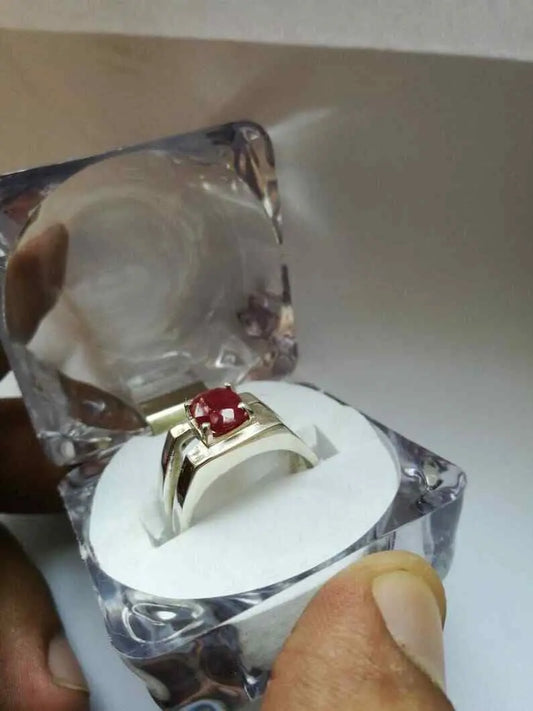 Natural untreated ruby ring for men aniversary gift - Heavenly Gems