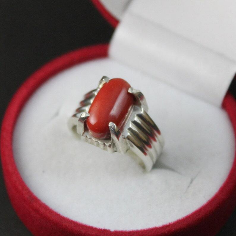 Natural Unheated and Untreated Women Coral Marjan Ring in 925 sterling Silver - Heavenly Gems