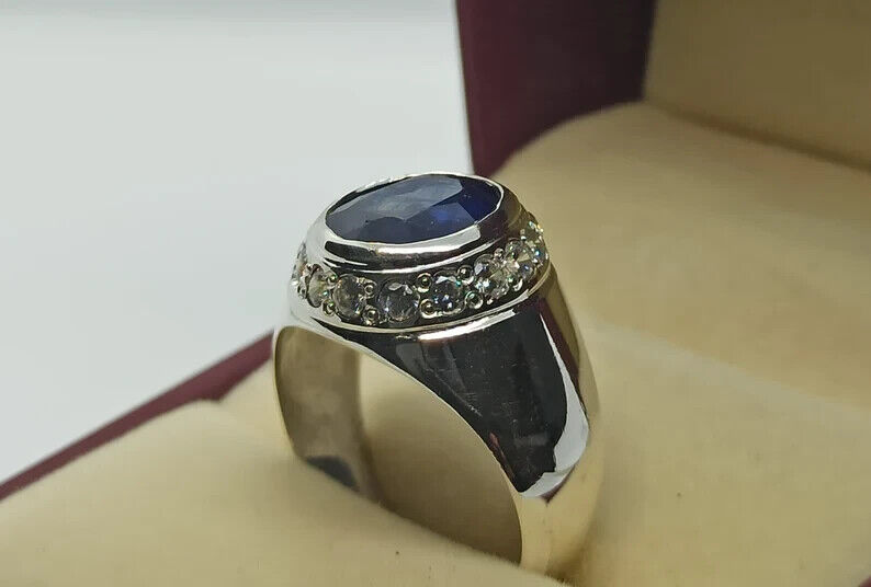 Natural Deep Blue Sapphire Women Ring Sterling Silver 925 Handmade Neelam Ring - Heavenly Gems