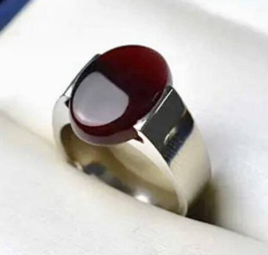 Yemeni Aqeeq Ring For Men & Women With Sterling Silver 925, Natural Dark Brown - Heavenly Gems