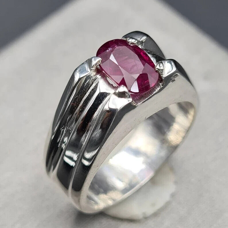 Unheated Kabuli Ruby ring Mens Yaqoot ring Real pigeon blood ruby rings for men - Heavenly Gems