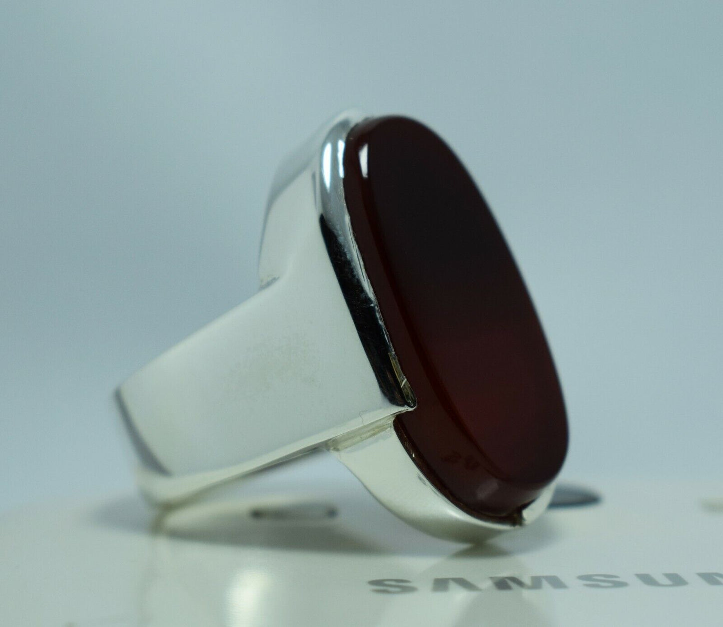 Brown Blood Red Yemeni Aqeeq Ring Akik Aqiq Agate Bague Sterling Silver Rings - Heavenly Gems