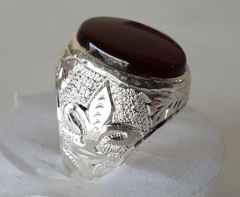 Aqeeq Stone Ring For Men Real Aqeeq Ring Islamic Aqeeq Rings Akik Rings Akik - Heavenly Gems