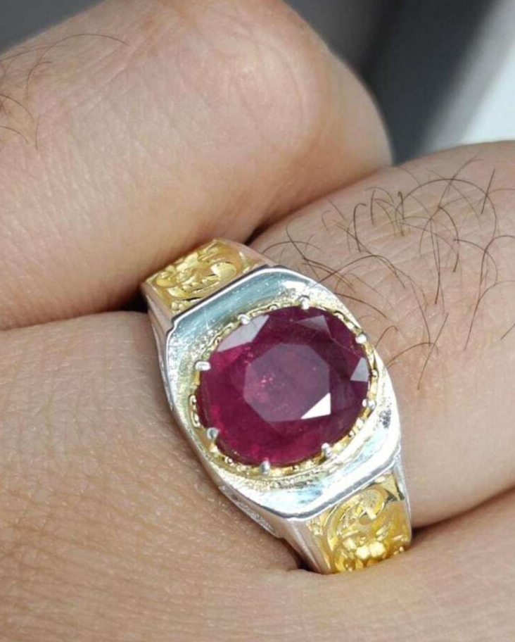 Ruby Ring Yaqoot Ring For Men Sterling Silver 925 Ring Natural Ruby Ring unisex - Heavenly Gems