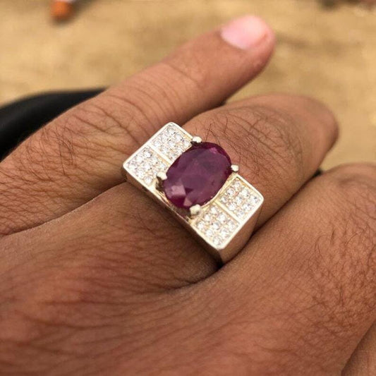 Natural Ruby Mens Ruby Ring Sterling Silver 925 Handmade Ring Yaqoot ruby ring - Heavenly Gems