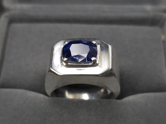 Natural Sapphire Ring For Men Royal Blue Ceylon Sapphire 925 Sterling Silver man - Heavenly Gems