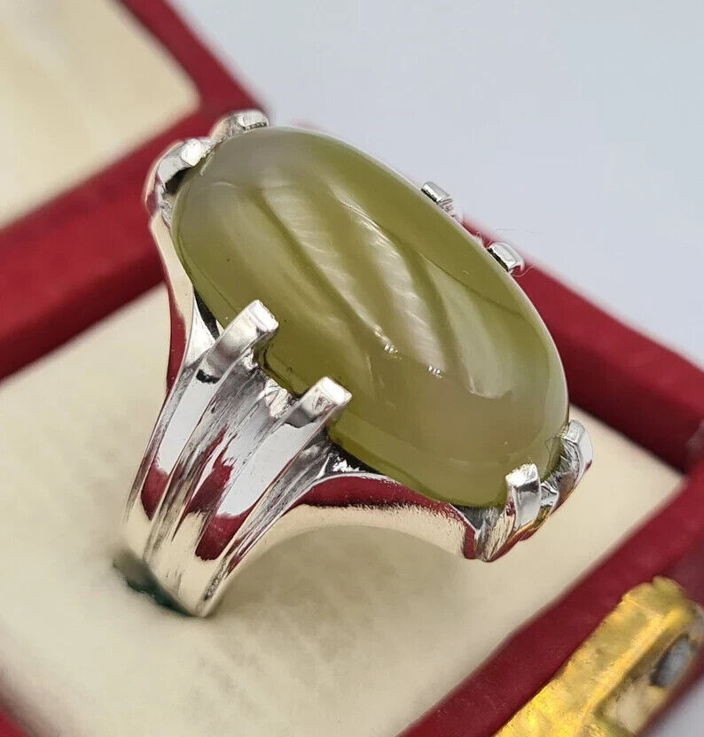Imran khan ring natural aqeeq agate akik hakik stone ring men agate silver bague 925 Sterling Silver - Heavenly Gems
