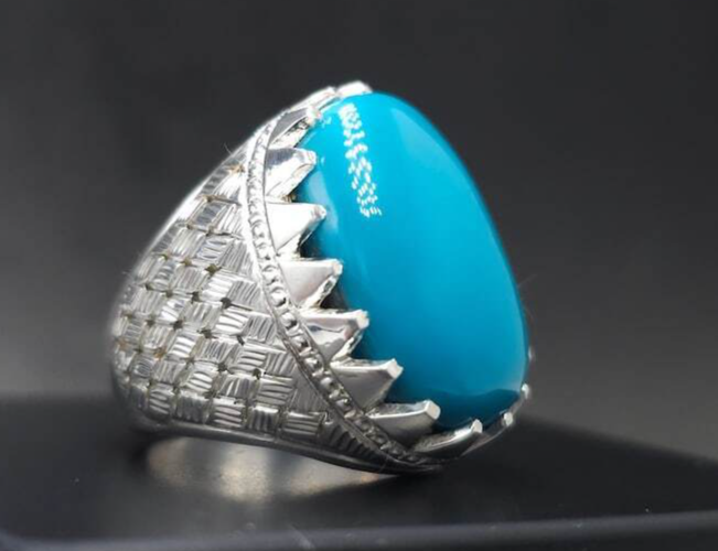 Rare Natural Feroza Turquoise Ring For Men 925 Sterling Silver Ring Shia Ring - Heavenly Gems