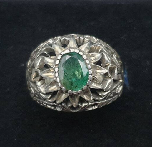 Natural Emerald Ring For Men Women 925 Sterling Silver Handmade Ring Green ring - Heavenly Gems