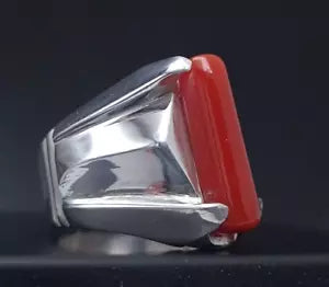 Big Real Dark deep Beautiful Coral Ring Coral Rings For Men Coral stone Men Band - Heavenly Gems