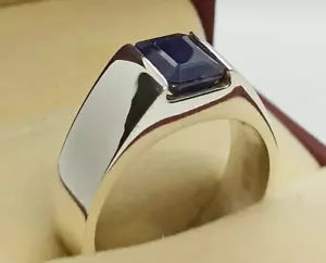 Natural men's Blue Sapphire 4 Carat Emerald Cut Men's Sterling Silver 925 jewelry - Heavenly Gems