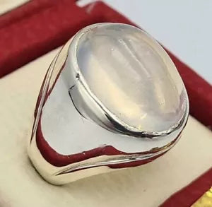Natural White Quartz Najafi Quartz Stone Dur e Najaf Jewelry Mens Quartz Ring - Heavenly Gems
