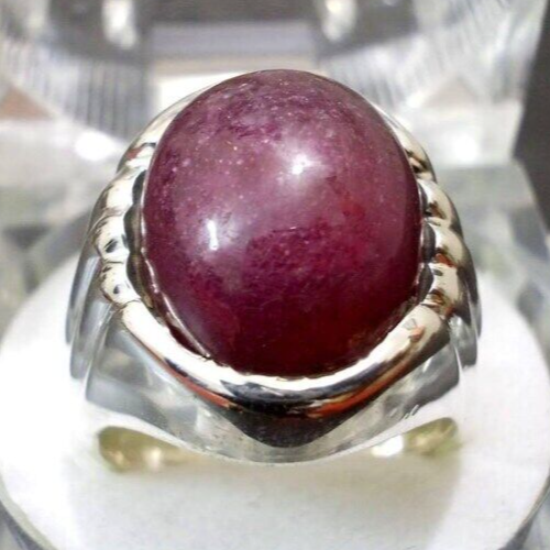 Natural Big Red Ruby Mens Sterling Silver 925 Ring Big African Ruby Ring For Men - Heavenly Gems