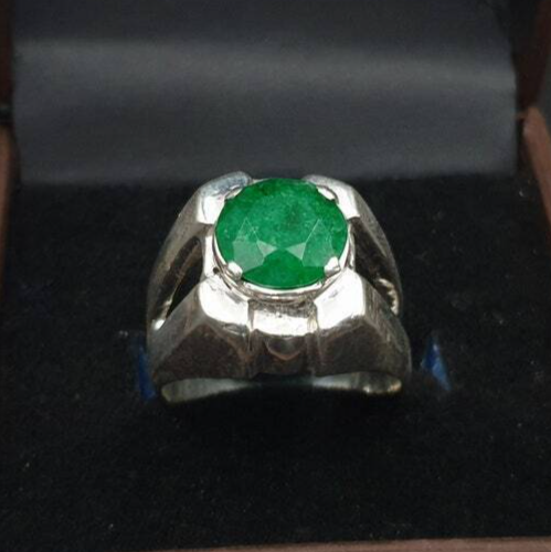 Natural Emerald Ring For Men Women 925 Sterling Silver Handmade Ring Real Green - Heavenly Gems