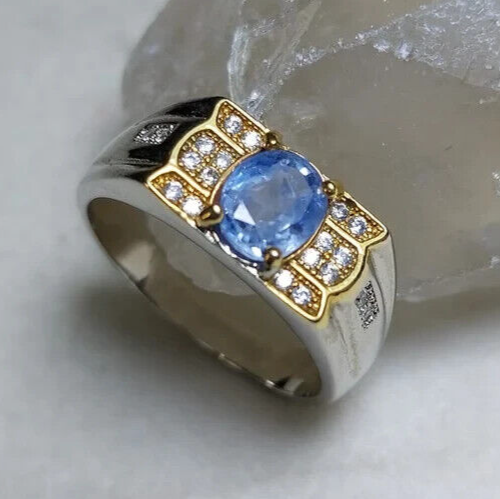 Natural blue ceylon sapphire handmade 925 silver rings for men sapphir