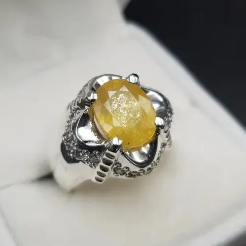 Natural Yellow Sapphire Men's Ring - Pukhraj Ring for Men - Heavenly Gems