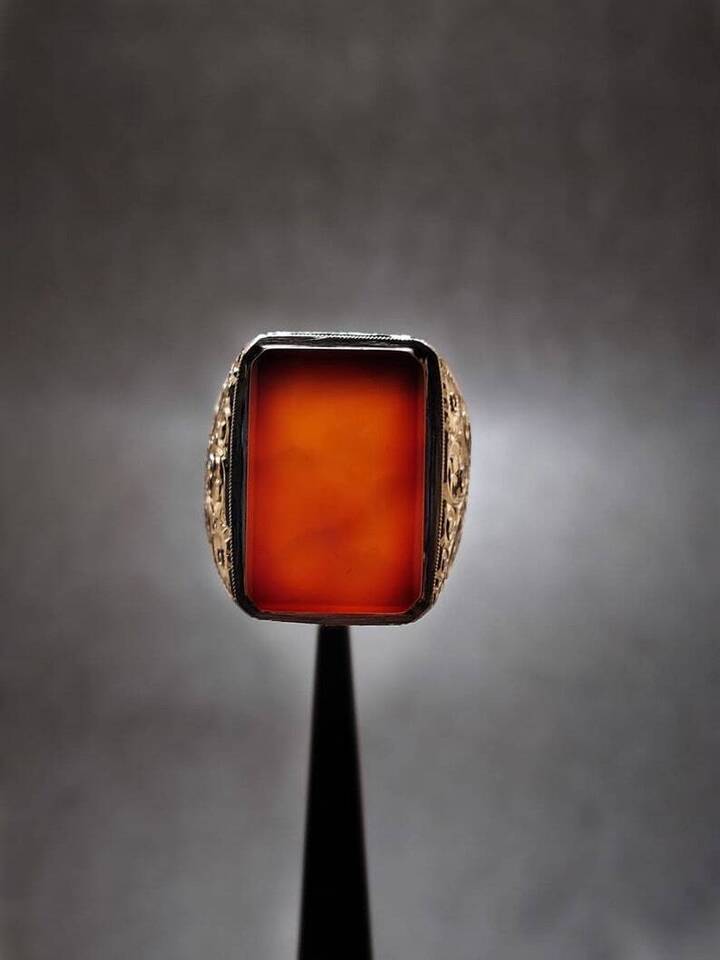 Natural Mens Red Yemen Agate Rectangular Cut Ring Red Carnelian Ring For Men Silver 925 Handmade - Heavenly Gems