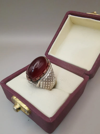 Vintage Style royal  Mens Aqeeq ring 925 Sterling Silver - Heavenly Gems