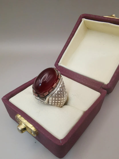 Vintage Style royal  Mens Aqeeq ring 925 Sterling Silver - Heavenly Gems
