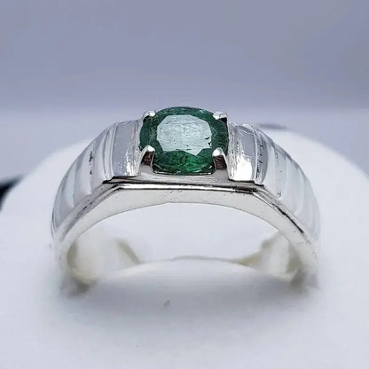 Natural Dark Green Emerald Ring | Unheated Untreated Emerald Stone In 925 Silver Heavenly Gems