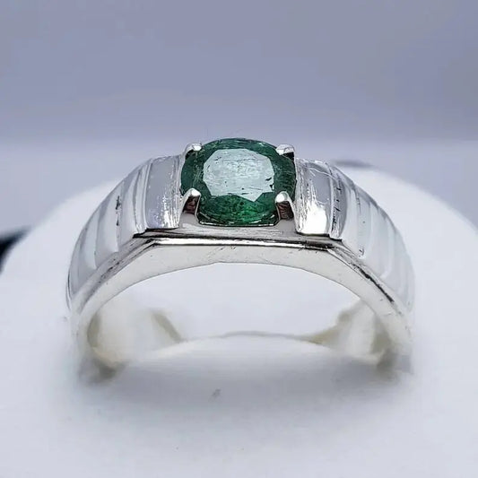 Natural Dark Green Emerald Ring | Unheated Untreated Emerald Stone In 925 Silver Heavenly Gems