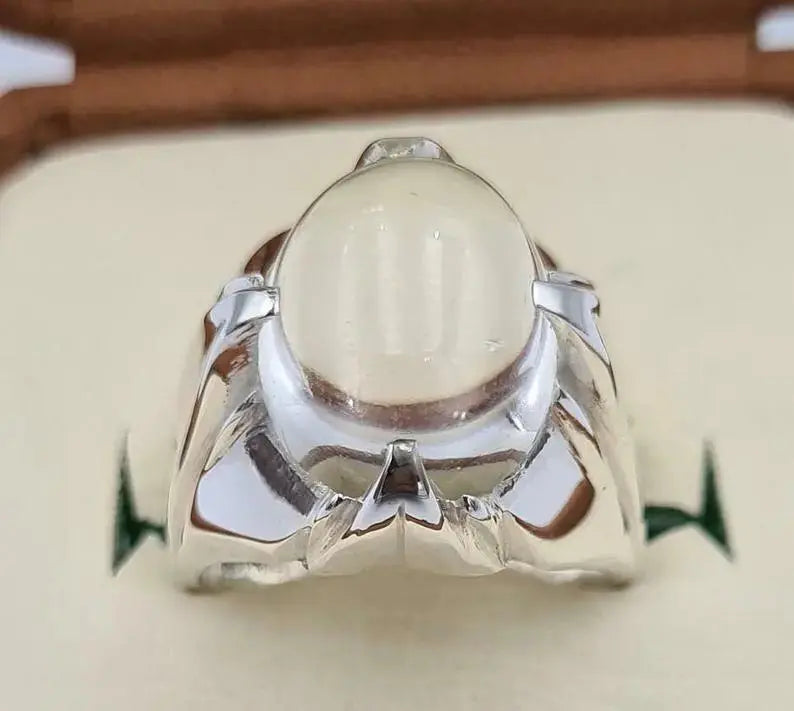Natural Najaf Quartz Stone Sterling Silver Ring - Zodiac Gift for Him - Heavenly Gems