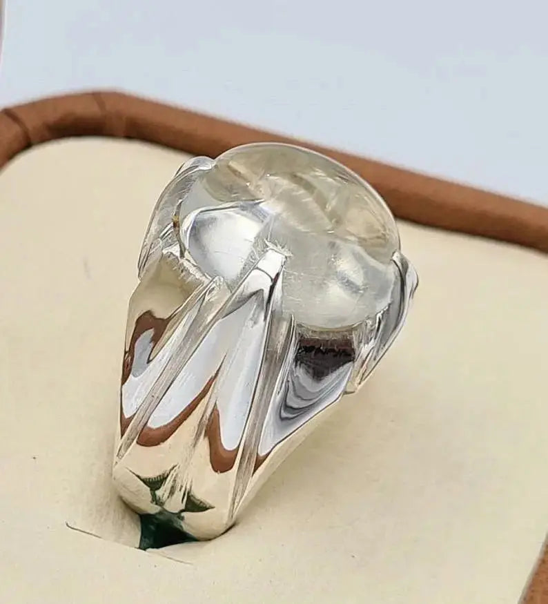 Natural Najaf Quartz Stone Sterling Silver Ring - Zodiac Gift for Him - Heavenly Gems