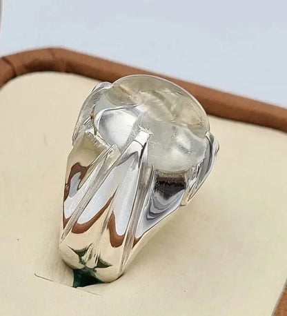 Natural Najaf Quartz Stone Sterling Silver Ring - Zodiac Gift for Him - Heavenly Gems