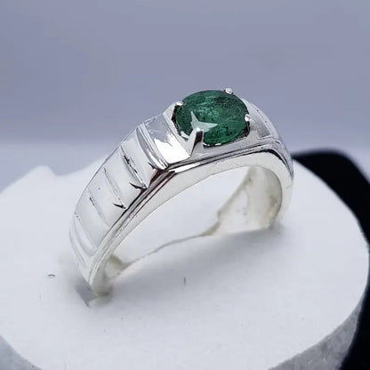 Natural Dark Green Emerald Ring | Unheated Untreated Emerald Stone In 925 Silver Heavenly Gems