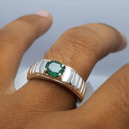 Natural Dark Green Emerald Ring | Unheated Untreated Emerald Stone In 925 Silver Heavenly Gems