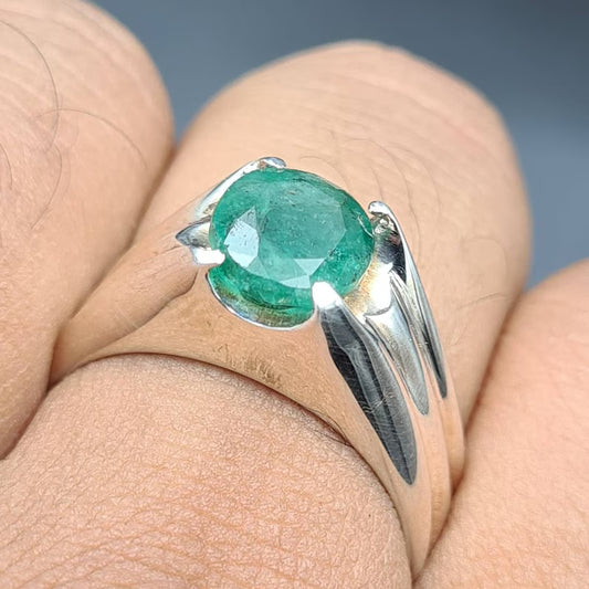 Natural Zambian Emerald Ring | Unheated Untreated Rich Green Zamurd Gemstone