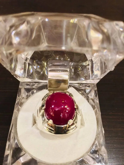 Natural Ruby Ring for Men's Original Yaqoot Stone Ring Real Ruby Engagement Ring - Heavenly Gems