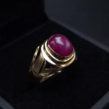Unheated Untreated Ruby Ring mens Ring Wedding Gold rings 18k Yellow Gold Ring - Heavenly Gems