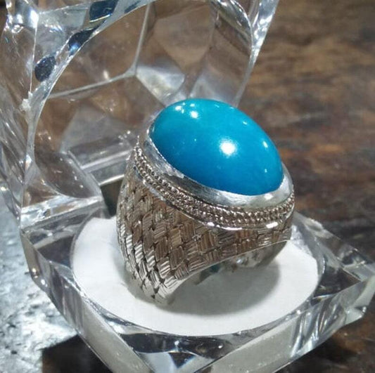 Natural Original Hussaini Feroza Ring Real Natural Neeshapuri Feroza Ring - Heavenly Gems