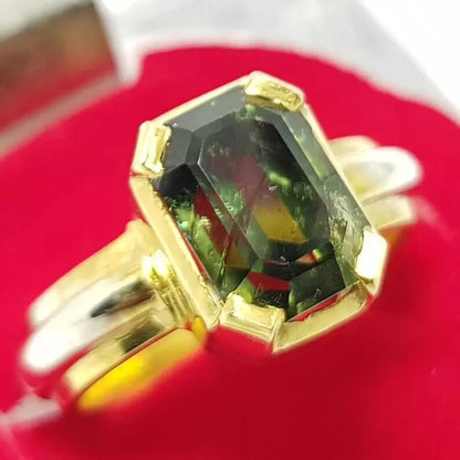 Green sapphire rings men, asscher cut green sapphire ring, teal sapphire, gifts, uni sex - Heavenly Gems