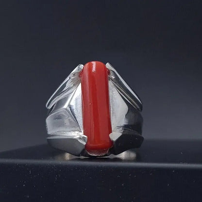 Big Real Dark deep Beautiful Coral Ring Coral Rings For Men Coral stone Men Band - Heavenly Gems