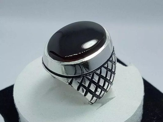 Real Yemeni Aqeeq Ring Shia Rings 925 Sterling Silver Ring Snake Skin Design - Heavenly Gems