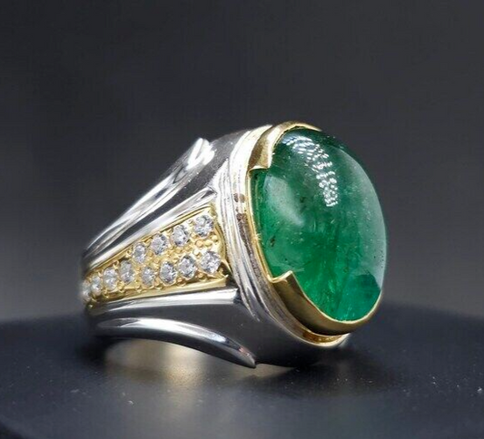 Big Men Emerald Rings Natural Emerald Engagement Rings Wedding Ring Gift For Him - Heavenly Gems