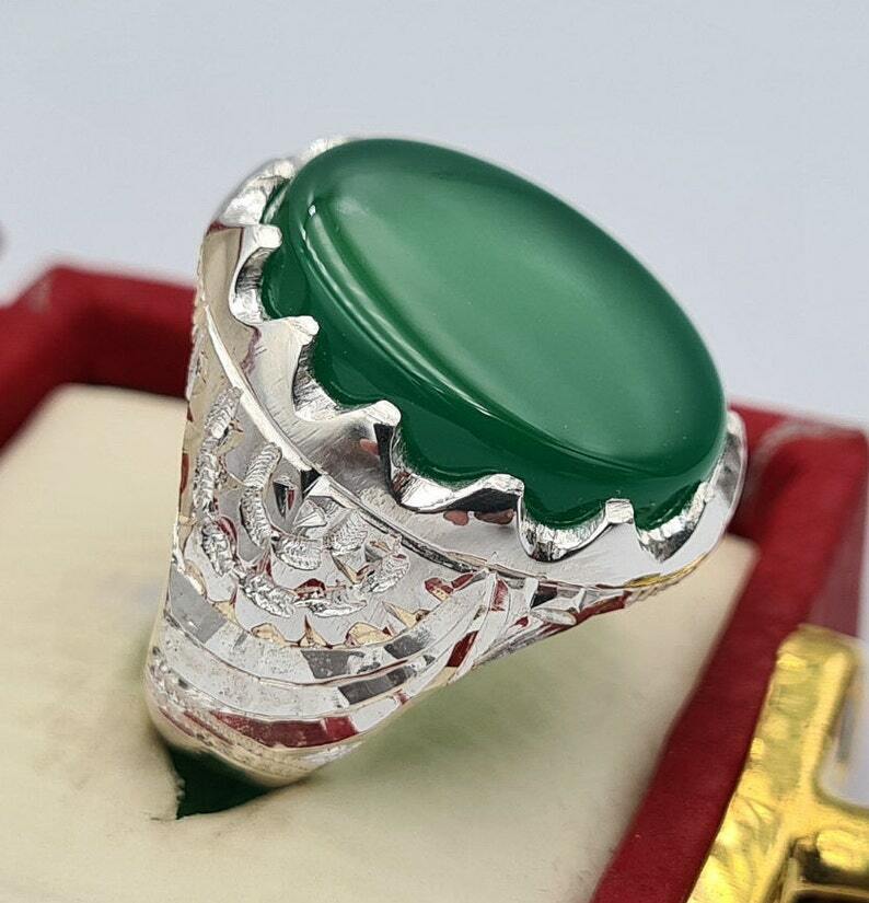 Yemeni Aqeeq Greem Yamani Yamni Yemen Agate Hakik Gift mens Christmas Jewelry - Heavenly Gems