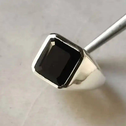 Yemeni Aqeeq Rings, Sterling Silver 925 Natural Agate Ring Men, Black aqeeq ring - Heavenly Gems