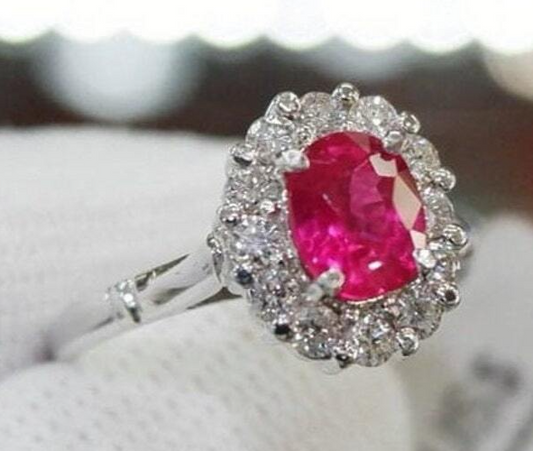 AAAA Superb quality ruby flawless engagement ring 18k white gold diamond ring - Heavenly Gems